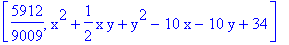 [5912/9009, x^2+1/2*x*y+y^2-10*x-10*y+34]